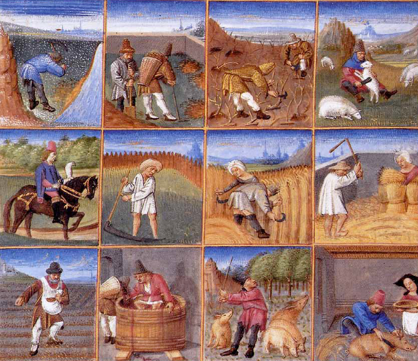 Agricultural calendar, c. 1470, from a manuscript of Pietro de Crescenzi (written c. 1306)